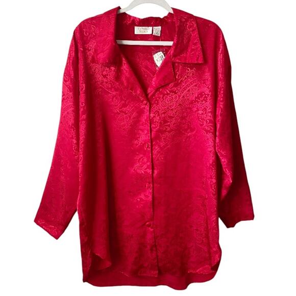 Victoria’s Secret | Vintage NWT Button Front Nightgown Tunic Sleepwear Red M/L - Picture 1 of 5